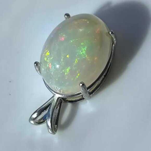 Huge Precious Color Play Opal in Sterling Silver Pendant - Picture 7 of 16